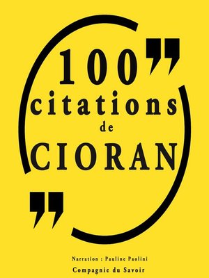 cover image of 100 citations Cioran